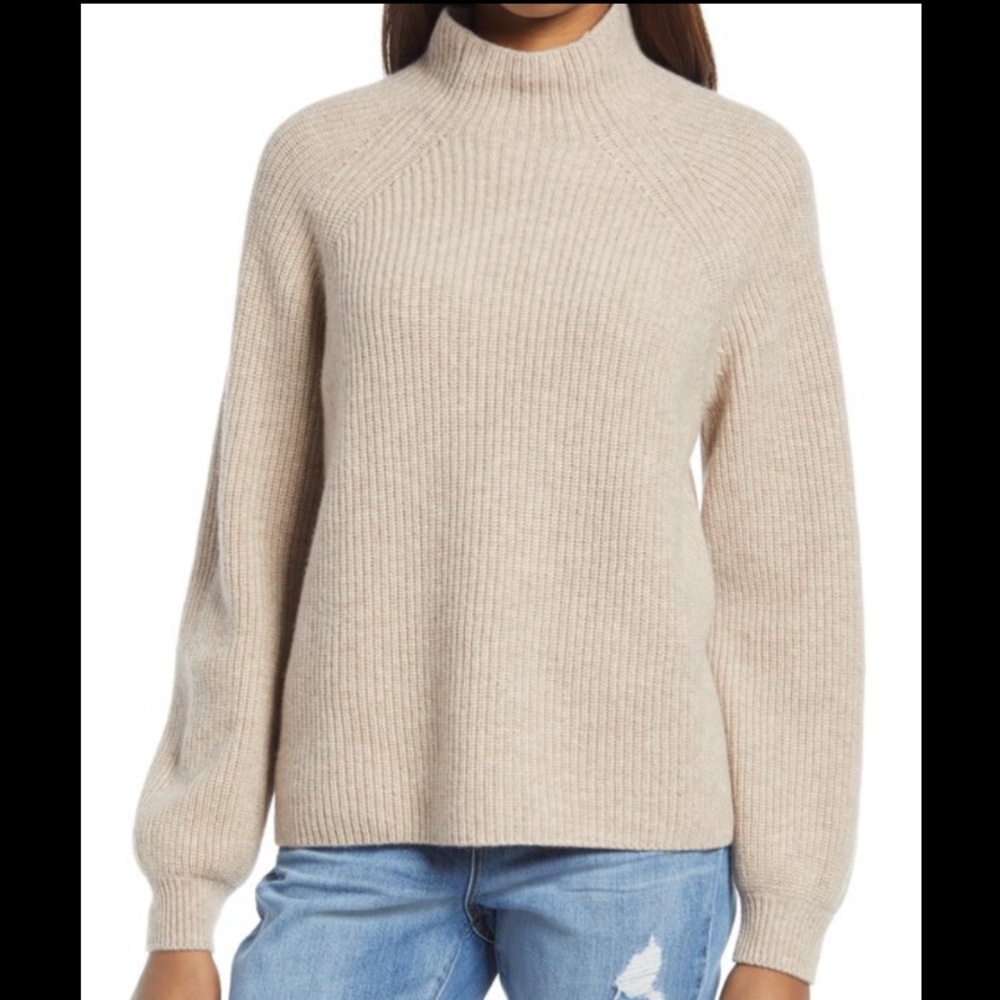 NEW Reformation Georges Oversized Soft Relaxed Oatmeal Cashmere Sweater L